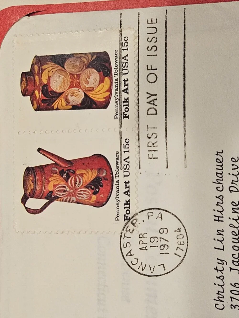 RARE COLLECTIBLE USPS 1ST DAY ISSUE COVER PENNSYLVANIA TOLEWARE FOLK ART STAMP 2